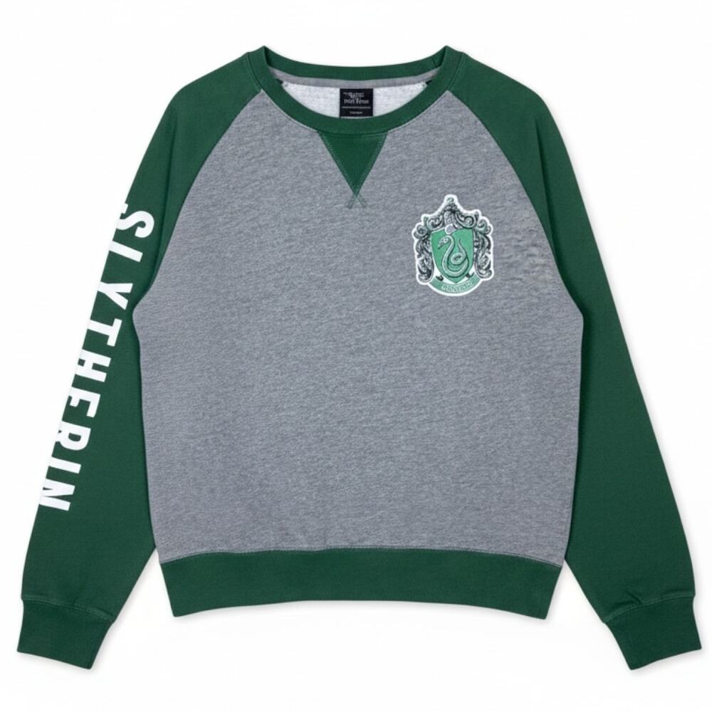 Harry Potter Wizarding World Slytherin House Green Gray Casual Sweatshirt L